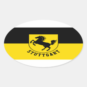 Sticker Ovale Drapeau de Stuttgart (Allemagne)