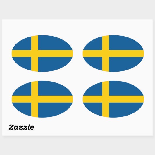 Sticker ovale drapeau de Suède (Feuille)