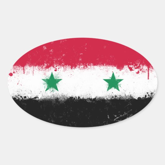 Sticker Ovale Drapeau de Syrie (Devant)