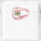 Sticker Ovale Drapeau de Virginie-Occidentale Escalade carabiner (Sac)