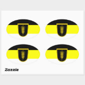 Sticker Ovale Drapeau de Wolgadeutsche (version noir/jaune/blanc (Feuille)