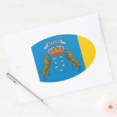 Sticker Ovale Drapeau des îles Canaries (Espagne) (Enveloppe)