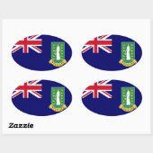 Sticker Ovale Drapeau des îles Vierges britanniques (Feuille)