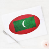 Sticker Ovale Drapeau des Maldives (Enveloppe)