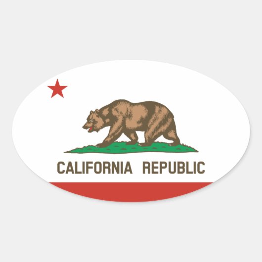 Sticker Ovale Drapeau d'État de la République de Californie (Devant)