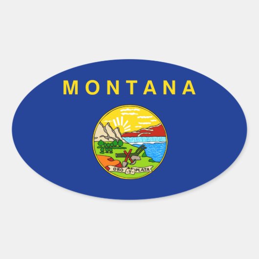 Sticker Ovale Drapeau d'État du Montana (Devant)