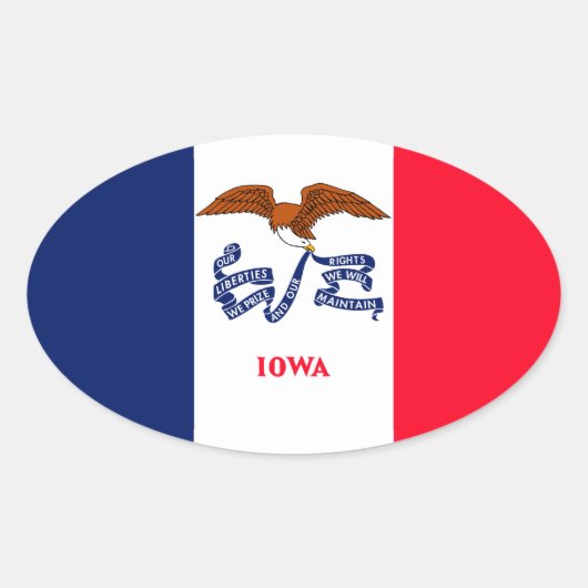 Sticker Ovale Drapeau d'État Iowa (Devant)