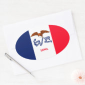 Sticker Ovale Drapeau d'État Iowa (Enveloppe)