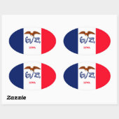 Sticker Ovale Drapeau d'État Iowa (Feuille)