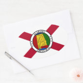 Sticker Ovale Drapeau d'État/sceau d'État de l'Alabama superposé (Enveloppe)