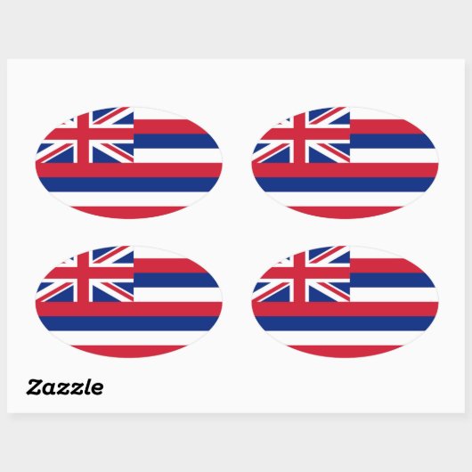 Sticker Ovale Drapeau d'Hawaï (Feuille)