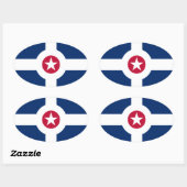 Sticker Ovale Drapeau d'Indianapolis, Indiana (Feuille)