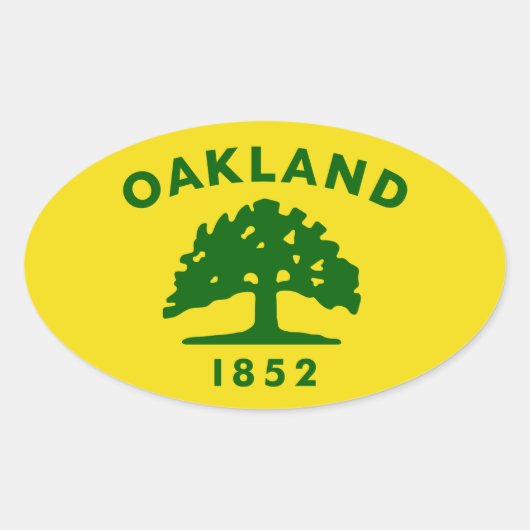 Sticker Ovale Drapeau d'Oakland, Californie (Devant)