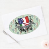 Sticker Ovale Drapeau du bouclier italien-américain (Enveloppe)