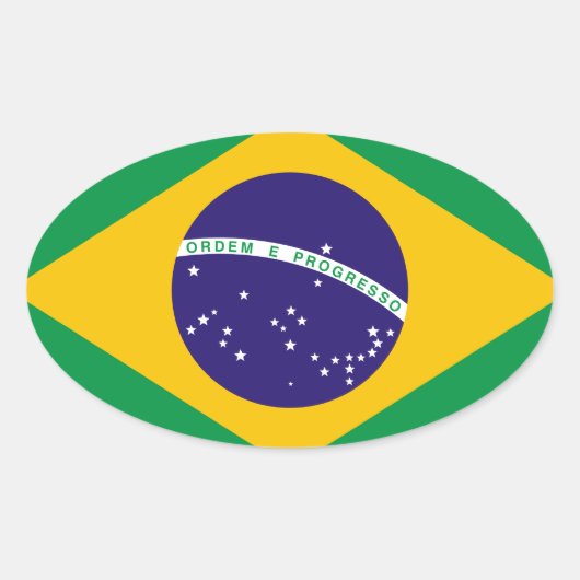 Sticker Ovale Drapeau du Brésil (Devant)