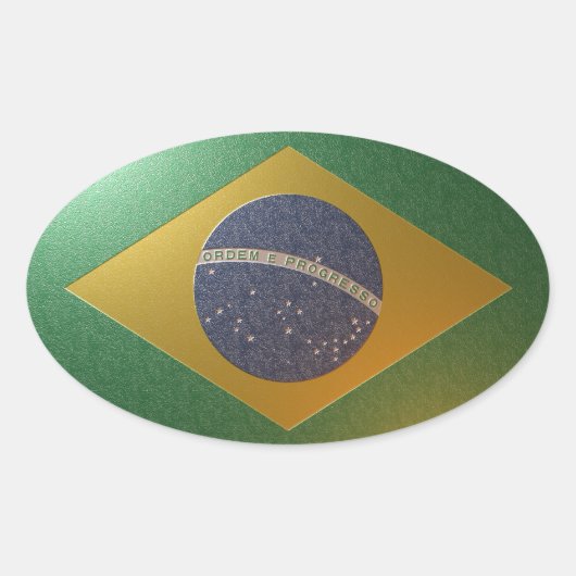 Sticker Ovale Drapeau du Brésil Métallisé (Devant)