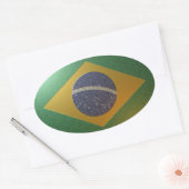 Sticker Ovale Drapeau du Brésil Métallisé (Enveloppe)