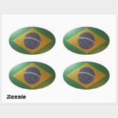 Sticker Ovale Drapeau du Brésil Métallisé (Feuille)
