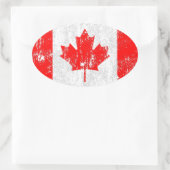 Sticker Ovale Drapeau Du Canada Déchiré (Sac)