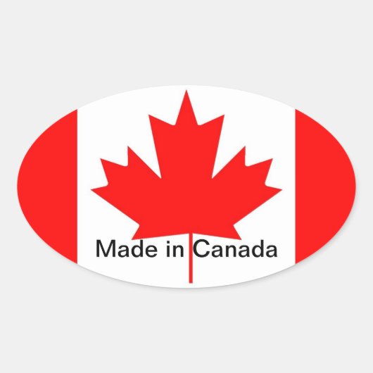 Sticker Ovale Drapeau du Canada, fabriqué au Canada (Devant)