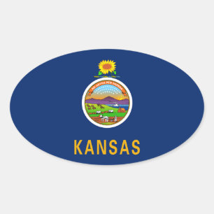 Sticker Ovale Drapeau du Kansas