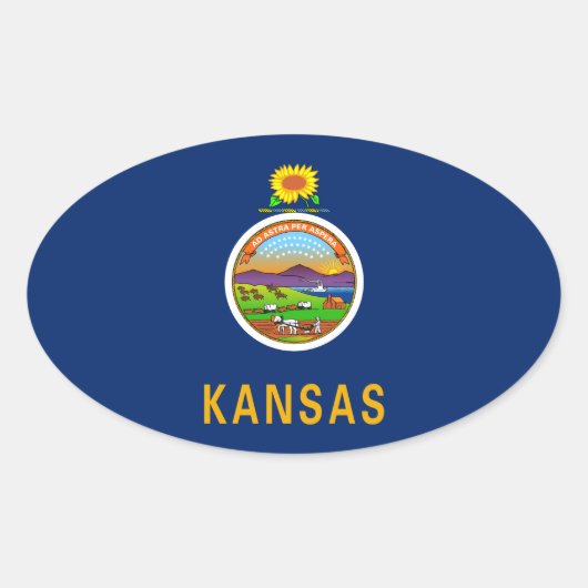 Sticker Ovale Drapeau du Kansas (Devant)