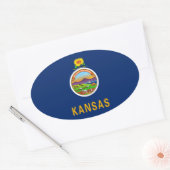 Sticker Ovale Drapeau du Kansas (Enveloppe)