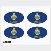 Sticker Ovale Drapeau du Kansas (Feuille)