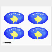 Sticker Ovale Drapeau du Kosovo (Feuille)