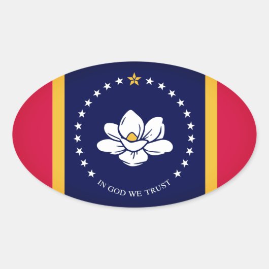 Sticker Ovale Drapeau du Mississippi (2020) (Devant)
