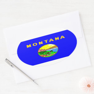 Sticker Ovale Drapeau du Montana, Big Sky Country
