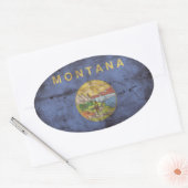 Sticker Ovale Drapeau du Montana usé ; (Enveloppe)