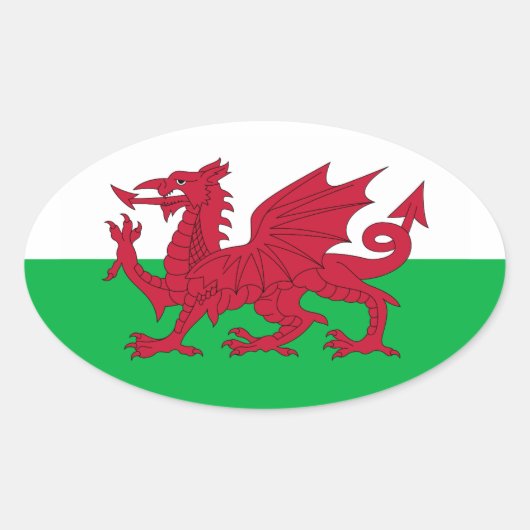 Sticker Ovale Drapeau du Pays de Galles (Cymru) (Devant)
