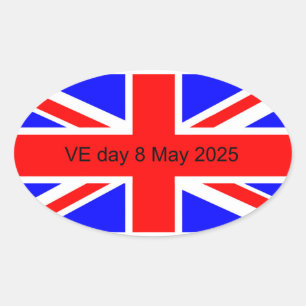 Sticker Ovale Drapeau du Royaume-Uni VE jour 2025