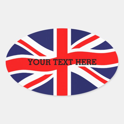 Sticker Ovale Drapeau du Royaume-Uni + vos idées (Devant)