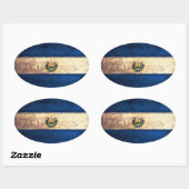 Sticker Ovale Drapeau du Salvador en bois ancien (Feuille)