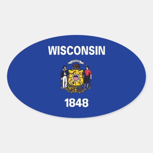 Sticker Ovale Drapeau du Wisconsin (Devant)