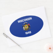Sticker Ovale Drapeau du Wisconsin (Enveloppe)