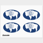 Sticker Ovale Drapeau du Wyoming (Feuille)