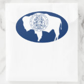 Sticker Ovale Drapeau du Wyoming (Sac)