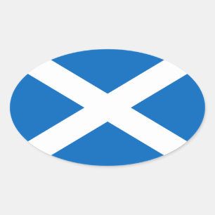Sticker Ovale Drapeau écossais : Bleu avec lignes diagonales bla