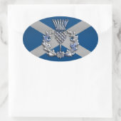 Sticker Ovale Drapeau écossais en fibre de carbone (Sac)