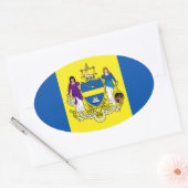 Sticker Ovale Drapeau/ Emblème de Philadelphie, PA (Enveloppe)