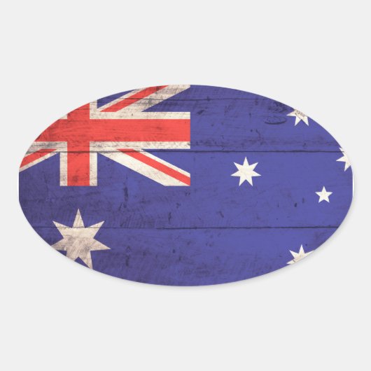 Sticker Ovale Drapeau en bois Australie (Devant)