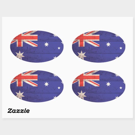 Sticker Ovale Drapeau en bois Australie (Feuille)