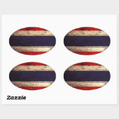 Sticker Ovale Drapeau en bois de Thaïlande (Feuille)