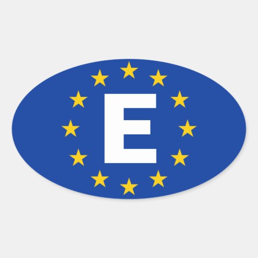 Sticker Ovale Drapeau Espagne "E" Union européenne (Devant)