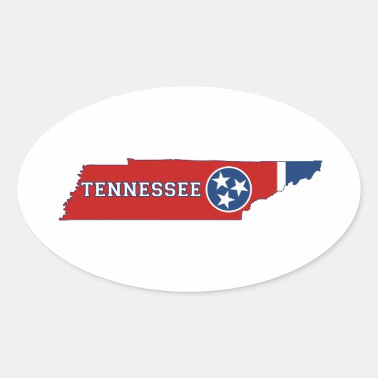 Sticker Ovale Drapeau et carte d'état du Tennessee (Devant)