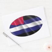 STICKER OVALE DRAPEAU FIER DE CUIR DESIGN ONDE (Enveloppe)
