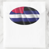STICKER OVALE DRAPEAU FIER DE CUIR DESIGN ONDE (Sac)